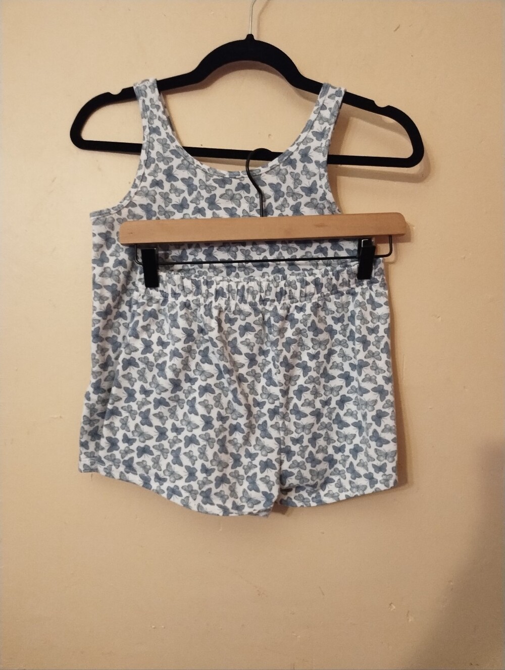 Abercrombie Kids Girls White W/Blue Butterflies Summer Pajamas Set Size 11/12
